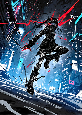 Cyberpunk Anime Character in City
