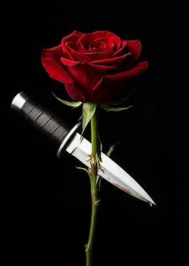 Red Rose Pierced by a Knife