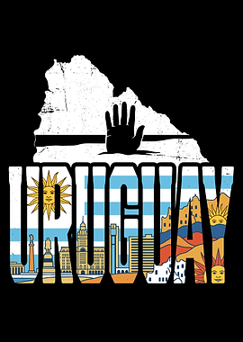 Uruguay Map and Cityscape Text Art