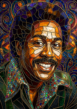 Stained Glass Portrait of a Smiling Man