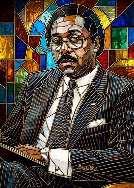 Stained Glass Portrait of a Man in a Suit