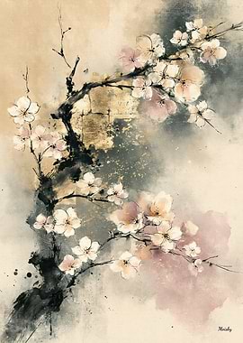 Neo-Rinpa Sakura Reverie No. 03 – Japanese Cherry Blossom Wall Art