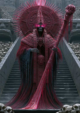 Skeleton Priest with Skull Staff