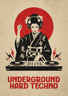 Geisha DJ Underground Hard Techno Poster