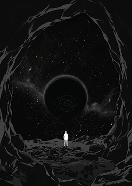 Lone figure in a cosmic landscape
