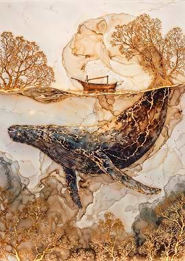 Marble Whale and Small Boat
