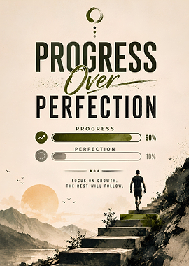 Progress Over Perfection Motivational Poster