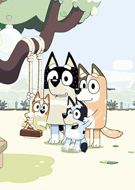 Bluey Family on a Swing