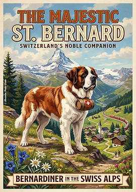 Majestic St. Bernard in Swiss Alps