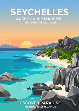 Seychelles Tropical Beach Sunset