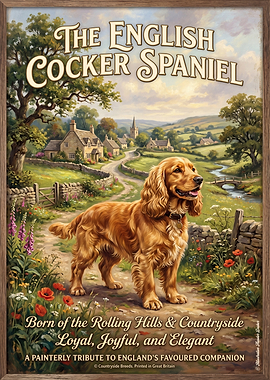 English Cocker Spaniel in a Countryside Scene