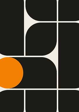 Abstract Geometric Shapes with Orange Circle