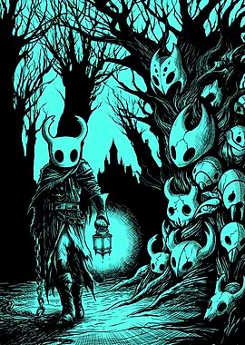 The Knight with Lantern in a Forest of Masks