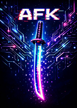 AFK Katana Cyberpunk Glitch Art