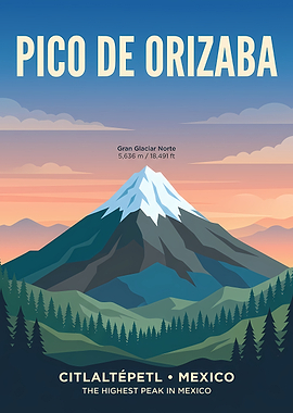 Pico de Orizaba Vintage Poster