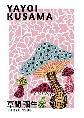 Yayoi Kusama Mushrooms Poster