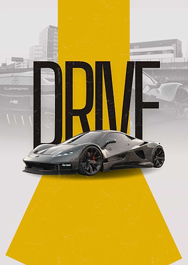 Supercar with 'DRIVE' text