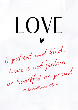 Love Is Patient and Kind – 1 Corinthians 13:4 Minimalist Christian Wall Art