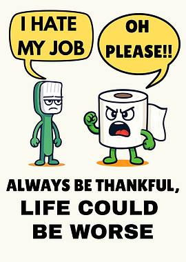 Funny Toothbrush and Toilet Paper Cartoon