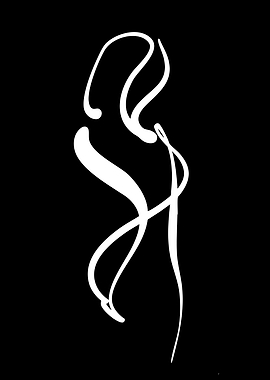 Abstract White Figures on Black Background