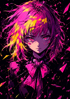 Anime Girl with Pink and Yellow Hair