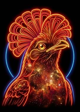 Cosmic Phoenix Neon Art