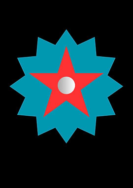 Red Star Emblem on Teal Background