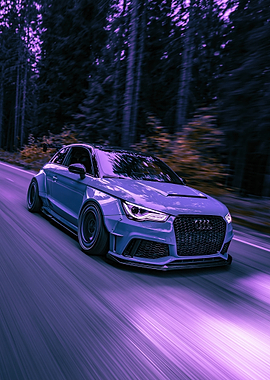 Modified Audi A1 on a Forest Road