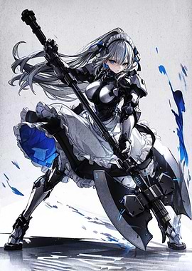 Cyberpunk Maid with Axe