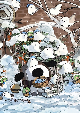 Cute birds in the snow