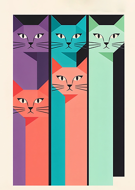 Geometric Cat Art