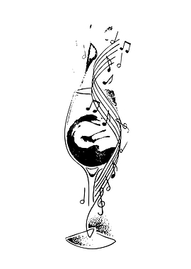 Wine Glass with Musical Notes