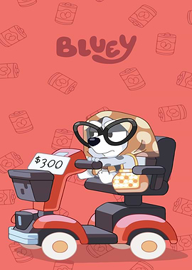Bluey character on a scooter