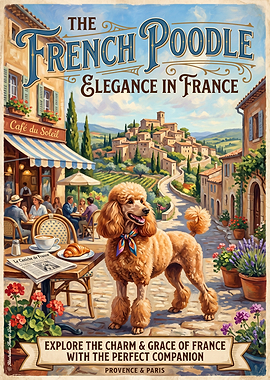 French Poodle Elegance in France Poster