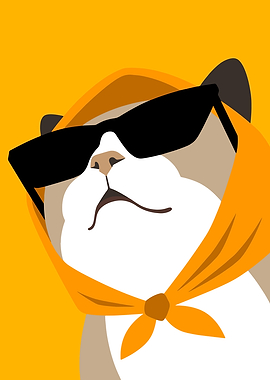 Cool Cat Wearing Sunglasses and Scarf