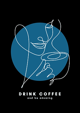 Minimalist Coffee Drinker Line Art