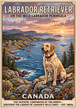 Labrador Retriever Vintage Travel Poster