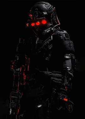 Soldier with night vision goggles