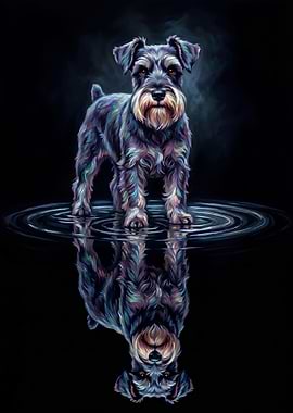 Schnauzer Reflection in Water