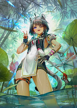 Girl in Lotus Pond