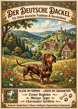 Vintage German Dachshund Poster