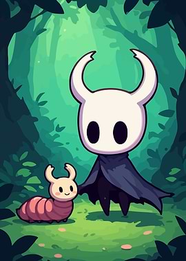 Cute Knight and Caterpillar in Forest