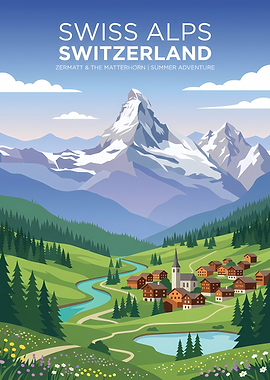 Swiss Alps Summer Adventure Poster