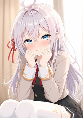 Anime Girl with White Hair and Blue Eyes