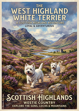 West Highland Terriers in Scottish Highlands