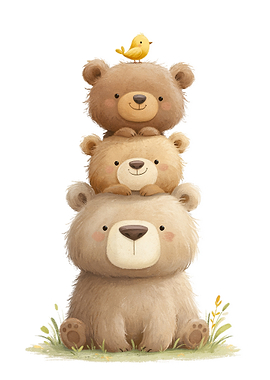 Cute Teddy Bear Family Nursery Art Poster
