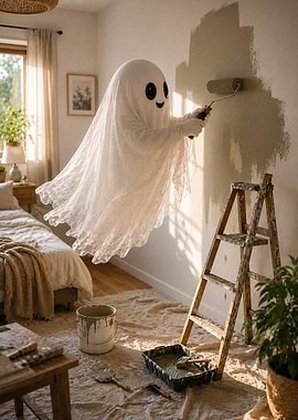 Meme Ghost painting a room