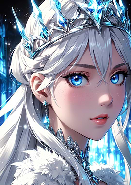 Anime Ice Queen with Crystal Crown