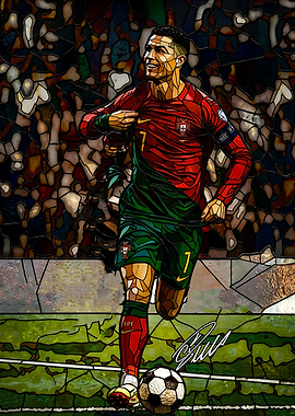 Cristiano Ronaldo Stained Glass Art