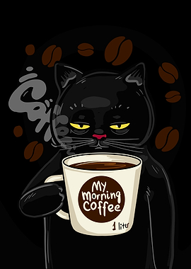 Grumpy Cat with Coffee